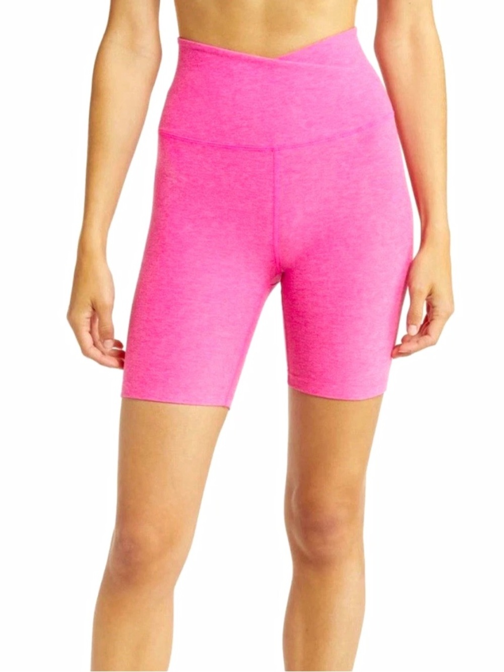 Women’s High-Waist Beyond Yoga Heathered Deep Pink Active Bike Shorts